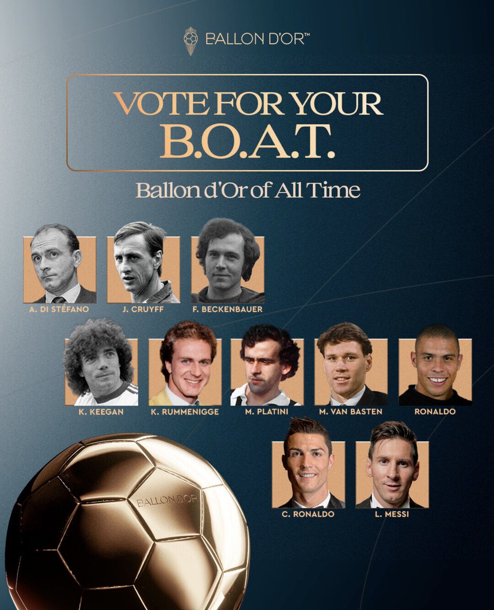 28_RMFC's tweet photo. 🚨🌕 OFFICIAL: THE GREATEST BALLON D’OR WINNER OF ALL TIME HAS BEEN REVEALED! 😨🔥

The all-time Ballon d’Or nominees are here! 🏆👀

🇪🇸 Alfredo Di Stéfano
🇦🇷 Lionel Messi
🇵🇹 Cristiano Ronaldo
🇳🇱 Marco van Basten
🇳🇱 Johan Cruyff
🇩🇪 Karl-Heinz Rummenigge
🇫🇷 Michel Platini
🇧🇷 Ronaldo Nazário
🏴󠁧󠁢󠁥󠁮󠁧󠁿 Kevin Keegan
🇩🇪 Franz Beckenbauer

👀 🐐 10 LEGENDS. ONE CROWN. ONLY ONE CAN BE THE GREATEST!