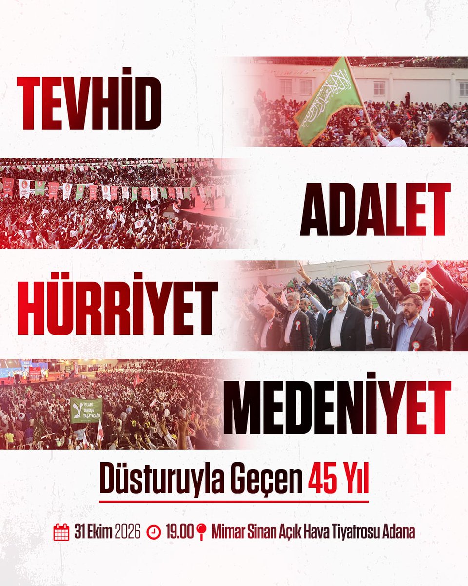 HsynDmr2777's tweet photo. 💬 Sözümüz var, heyecanımız var!

31 Ekim’de Adana’da buluşuyoruz. Bu tarihi anı kaçırmayın.

#AdanadaBüyükBuluşma
FurkanHareketi 45Yaşında
BüyükBuluşmaya SenDeKatıl https://t.co/OWyYuIBS5L