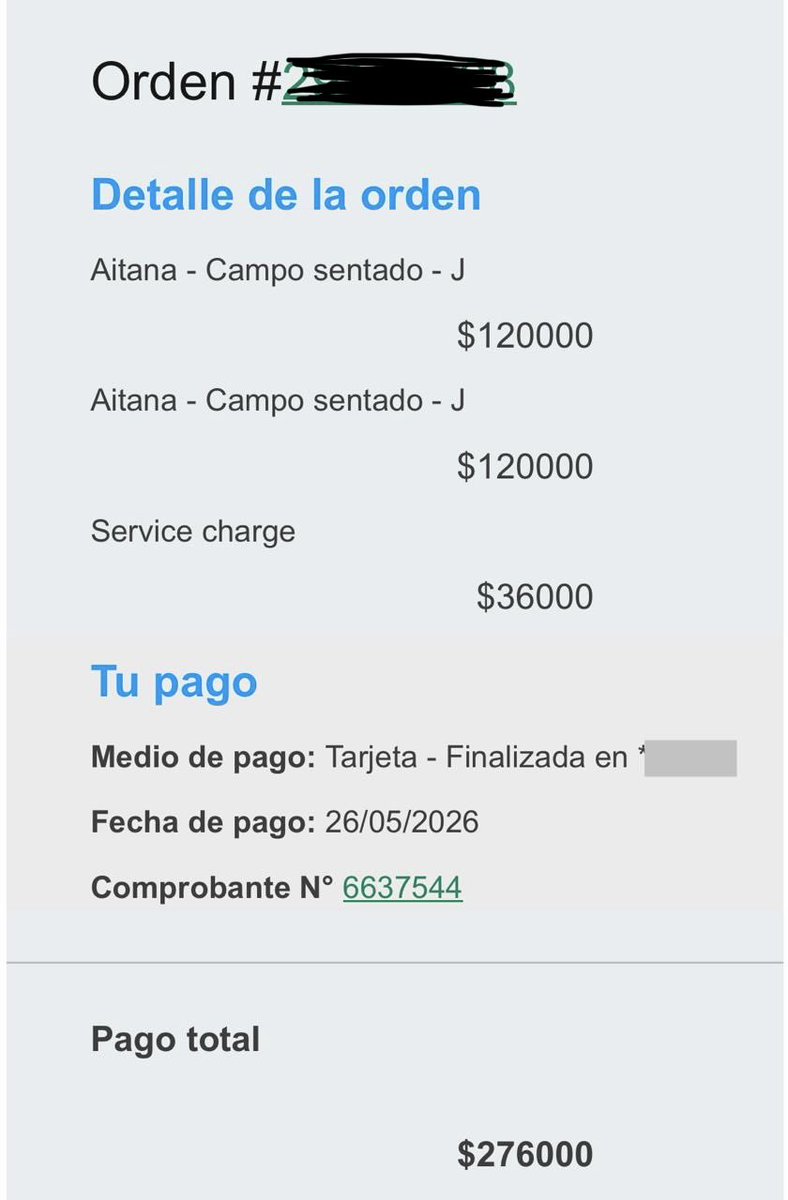 _intheblood's tweet photo. @maxisotelok @AitanaArgentina Vendo 2 entradas para Aitana el jueves 22 de octubre.

Mi esposa y yo lamentablemente no podremos asistir ya que cancelamos nuestro viaje (somos de 🇲🇽), pero no queremos que se desperdicie la oportunidad de ver a la gran Aitana 🥹

Los vendemos al costo 💲 tal cual en la imagen https://t.co/HG6qqUVhhh