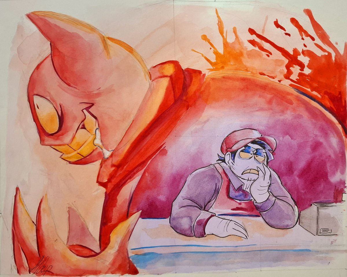 Aldap99's tweet photo. I love painting with watercolors 

#spookymonth #bobvelseb https://t.co/xGRD40vNvF