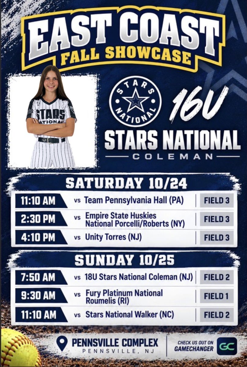 LillySeiff2028's tweet photo. I can’t wait to start our fall season at the East Coast Fall Showcase! We would love to see you there!

@StarsNatColeman @starsnationalfp @StarsNat16U @ParsonRena26654 @_coachrachel @CompleteGame @TopPreps @DfwSho @ExtraInningSB @LineDsoftball @DirectRecruits @SportPrepx https://t.co/fDw3OX7tva