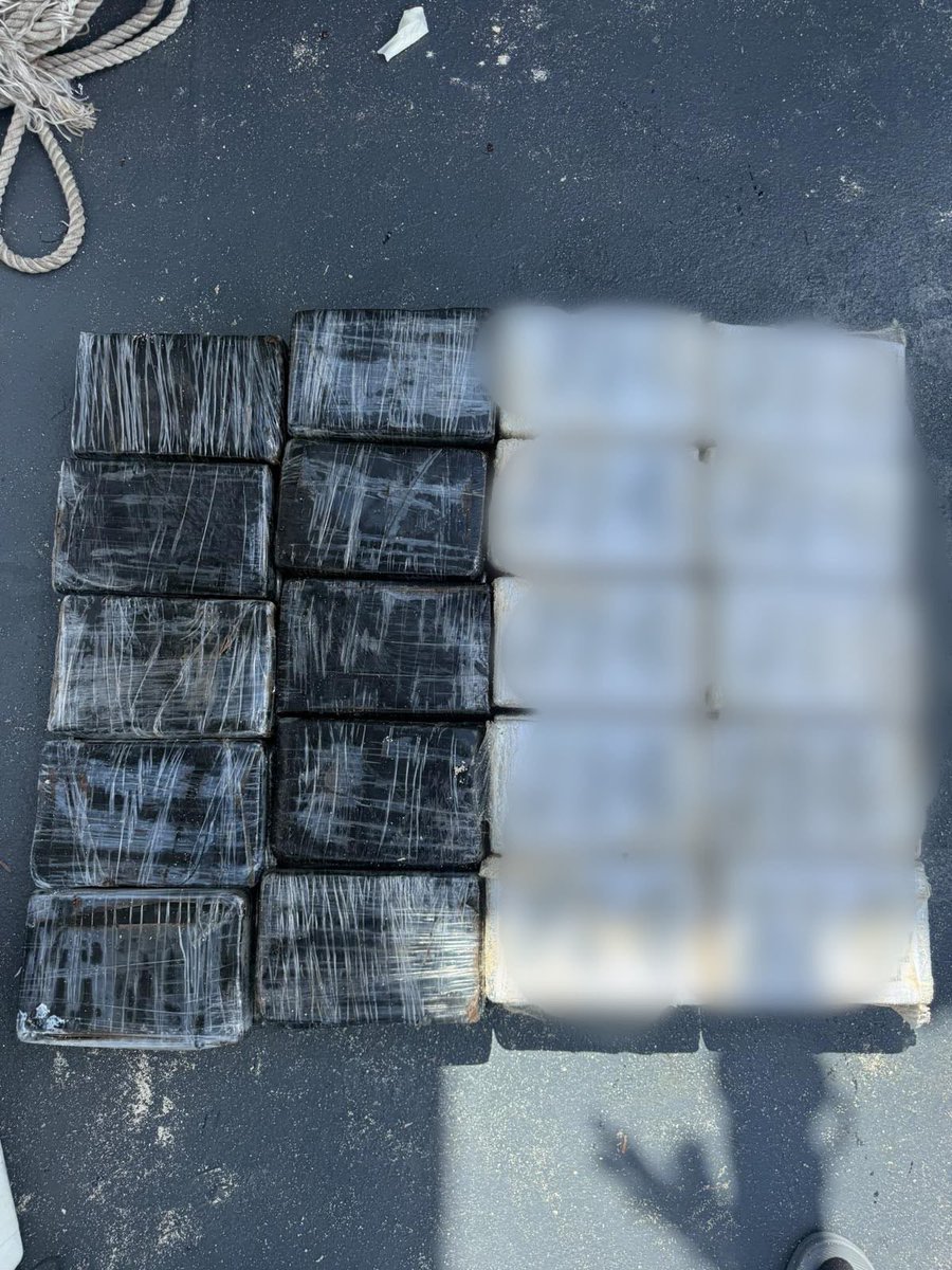 USCGSoutheast's tweet photo. An Operation Bahamas, Turks and Caicos aircrew coordinated with the Royal Bahamas Defence Force to seize approx. 40 packages of suspected cocaine near Castle Island in the southern Bahamas, Thursday.
Partnerships strengthen maritime security across the Caribbean. https://t.co/NA648PN8l7