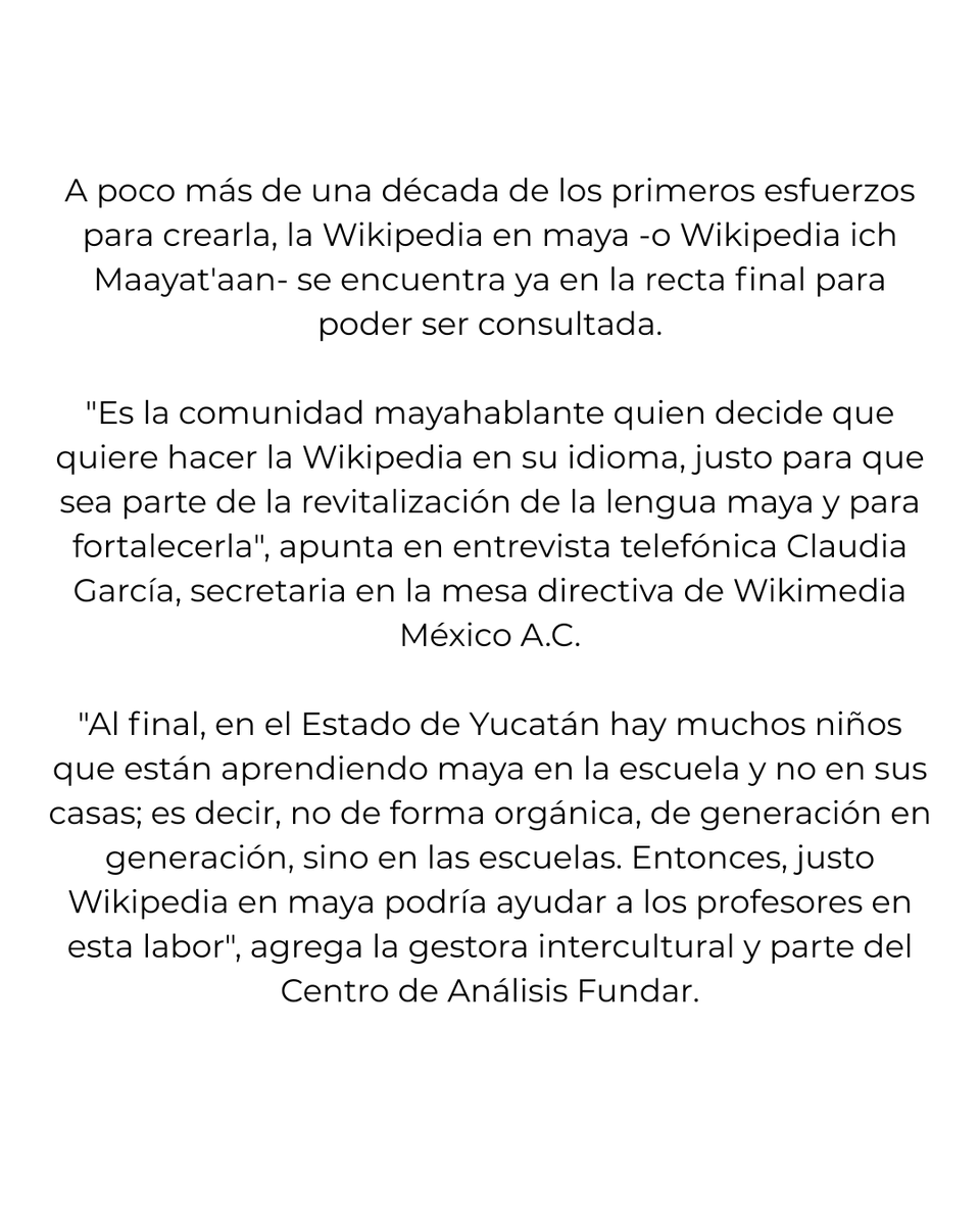 Wikimedia_mx's tweet photo. 📰 Impulsan difusión de la lengua maya

Por Israel Sánchez
17 OCT. 2026

🌟 Aquí puedes leer la nota completa https://t.co/PkfnN4CAR6