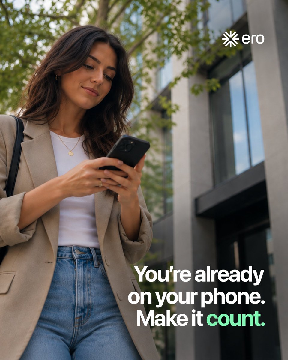 earnos_io's tweet photo. Think about how much time you spend online. Maybe you're browsing for a new pair of shoes, listening to music on your commute, or unwinding with your favorite show after a long day.

Those little moments are already part of your life. ero lets you earn rewards through the apps you use every day.

Your time has value. ✨

#ero #earnos #app