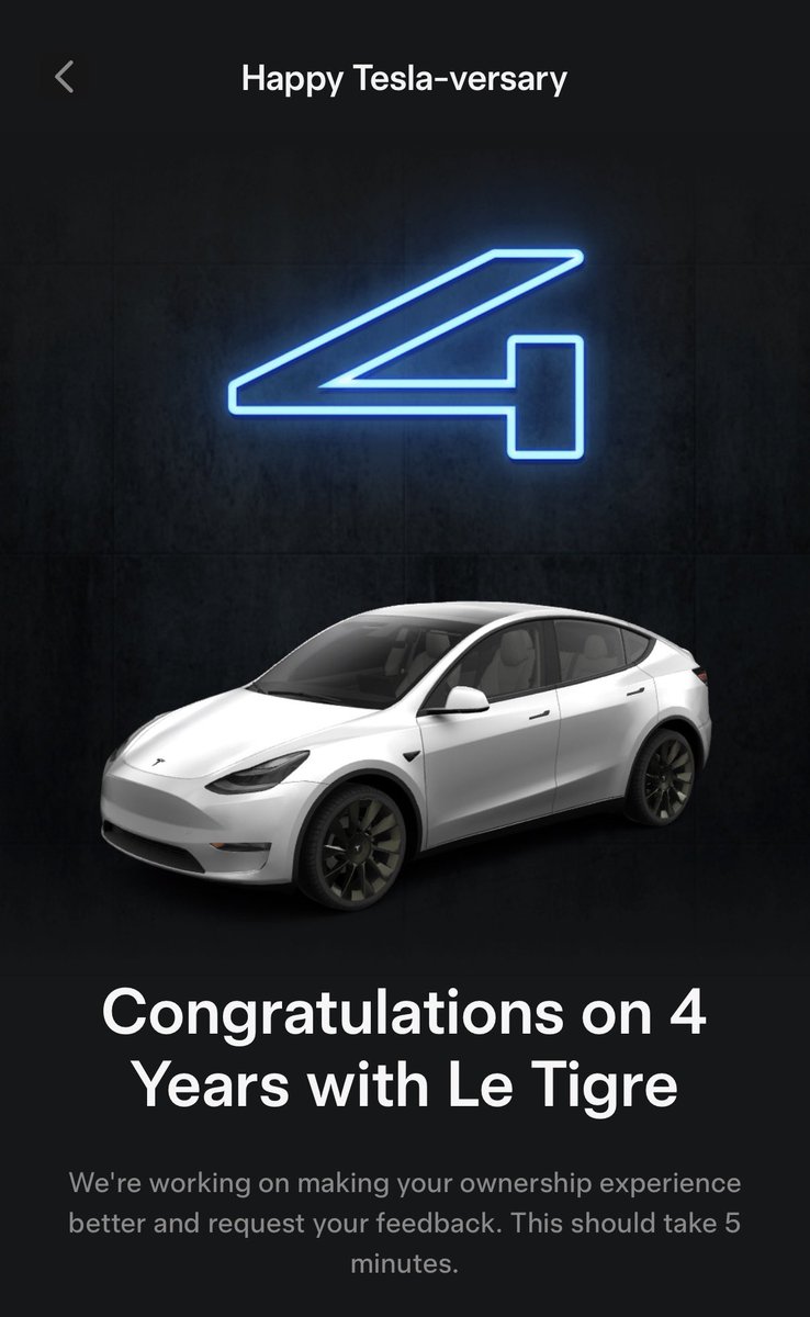 MatthewDR's tweet photo. Four year anniversary of buying my Tesla Model Y AWD during peak demand. 

How much did I pay? 

Closest guess (including T+L) gets $4.20 in X Money. https://t.co/W9YJwYnCu8