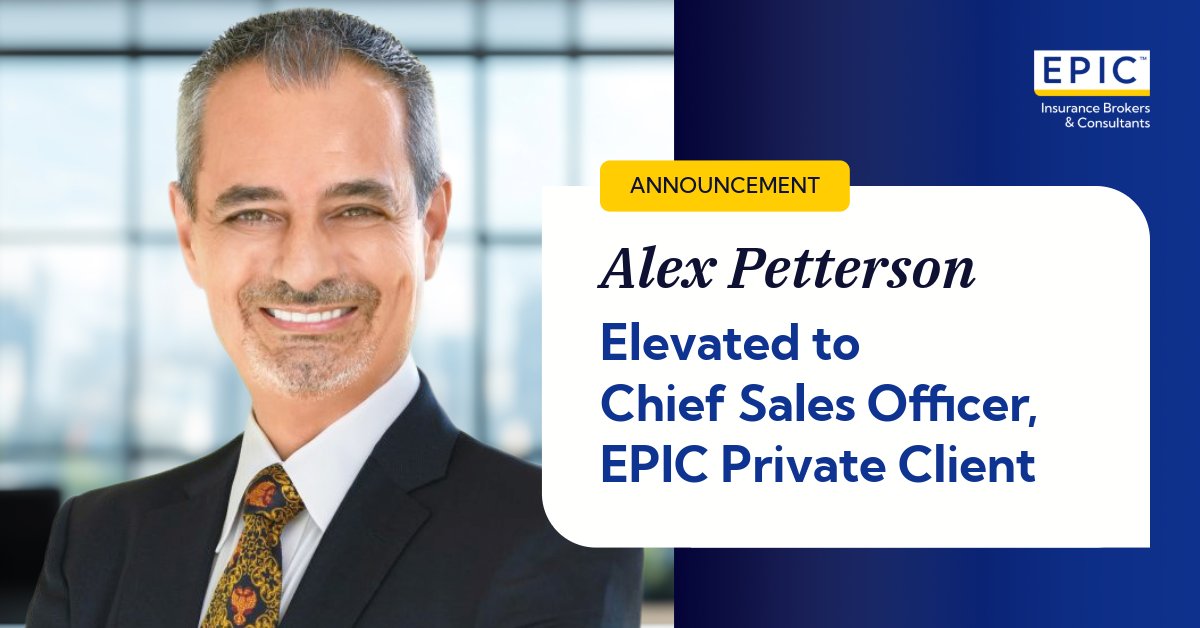 EPIC_Insurance's tweet photo. We're pleased to announce the promotion of Alexander Petterson, CAPI to Chief Sales Officer within our Private Client practice! Learn more about Alex’s promotion and EPIC’s Private Client Services: https://t.co/vsHvCBuMle

#EPICInsurance #PrivateClient #Leadership #RiskManagement https://t.co/Lw7Y1jKPTZ