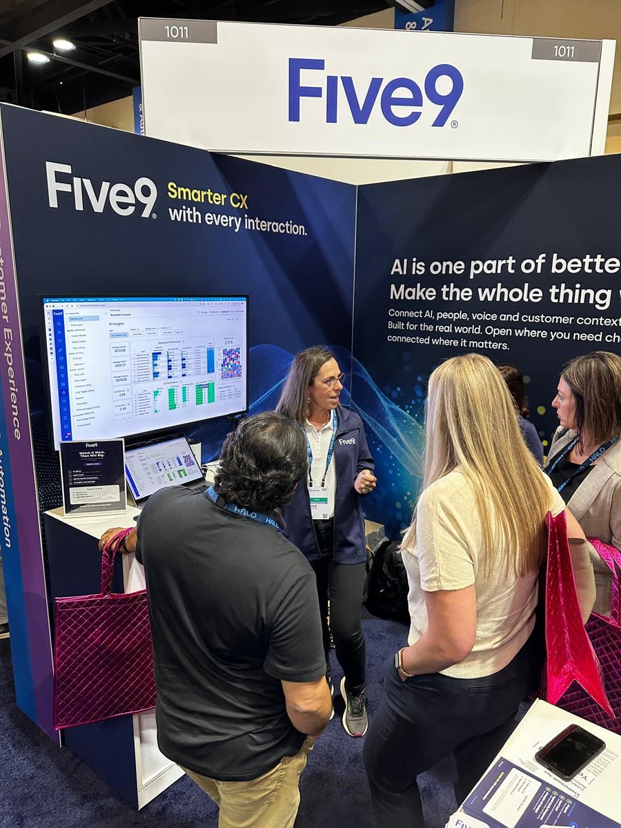 Five9's tweet photo. Day 1 at #GartnerSYM: in the books. Day 2 is on! 🙌 

Yesterday was a great start to Gartner IT Symposium/Xpo™ 2026. With almost 10,000 attendees, the energy was incredible, and the Five9 team was right in the middle of it. We closed the day with a VIP dinner full of great conversation and new connections. Visit us at booth 1011 to talk about smarter CX with every interaction, or book a meeting or demo here: https://t.co/MUuWqtozCz

See you on the floor! #GartnerITxpo