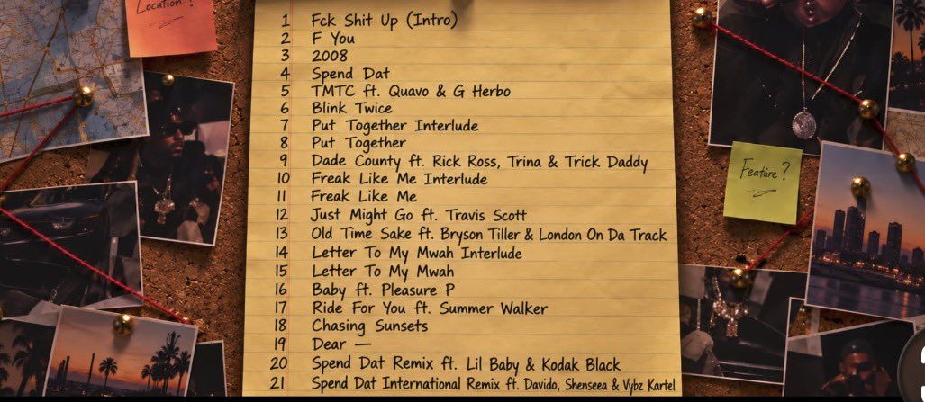 GloriDayzEra's tweet photo. We got the official tracklist for @YungMiami305 #WATCHDIS ALBUM. 📋💿 https://t.co/BwGBIKrVdM