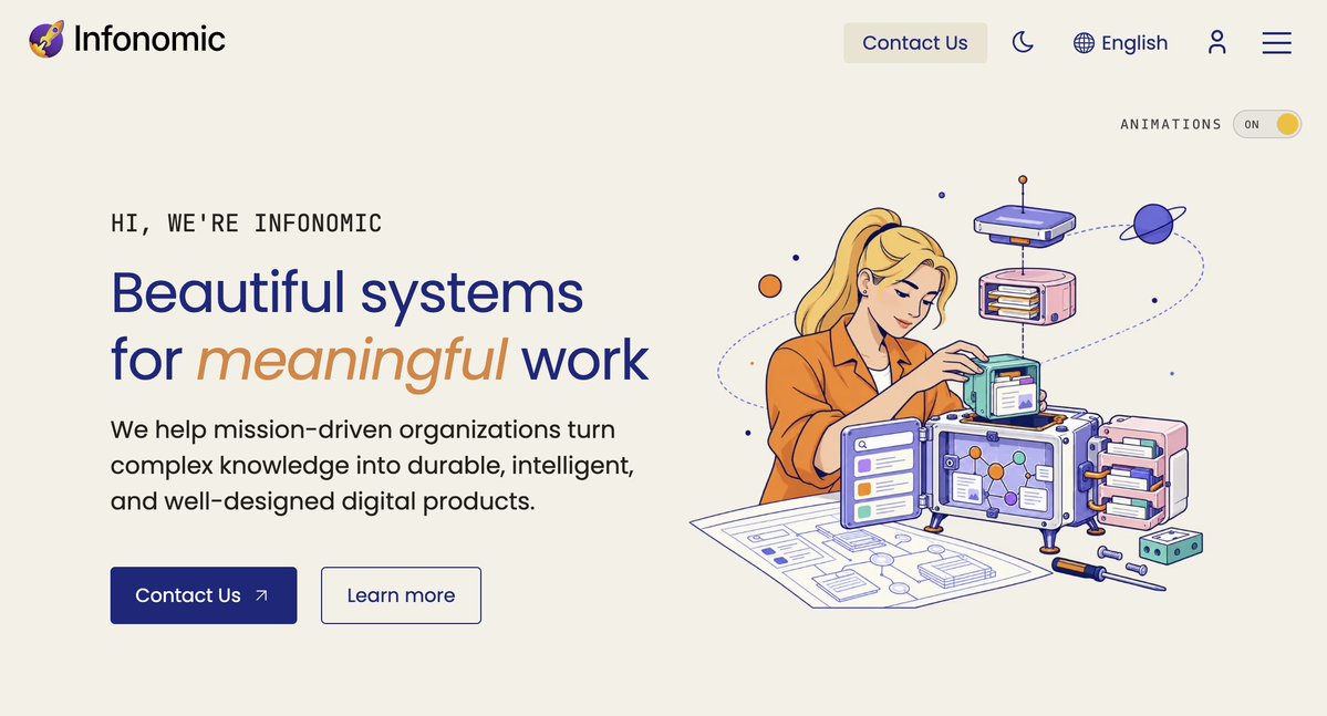 58bits's tweet photo. Pleased to present the new face of Infonomic: a long-overdue redesign of our website, with more on the way (not least of which will be our migration to TanStack Start)... 

We'll soon be launching a new AI services area focused on AI-assisted data extraction and clean-up for repositories and other data sources. In our experience, any AI-assisted knowledge system is only as good as the data beneath it. Clean, well-structured and semantically correct data, with consistent metadata and vocabularies modelled in standards such as SKOS (Simple Knowledge Organization System), is the precondition for a Semantic Knowledge Management System (SKMS) whose discovery, retrieval and reasoning can be trusted. It is also the step most often skipped. 

Some of the thinking behind this work appears in our paper, "Cheap First, Escalate on Evidence: Quality-Gated Extraction for Heterogeneous Research Collections", written with Assoc. Prof. Dr. Steve Elliott, Co-Founder and Research Director of FORRU-CMU, and David Lipsky. It will appear in Springer's Lecture Notes in Computer Science, and we will be presenting it at ICADL 2026 in Khon Kaen, 2 to 4 December. 

We are also pleased to announce the latest stable release of Byline, our content and collections management platform. This release adds passkey support, making Byline more secure than ever. Byline is now battle-tested in production with our flagship repository at FORRU-CMU, which includes species and seedling identification collections. 

Feel free to get in touch if you'd like to know more, or would be interested in a closer look or a quick demo. Links in the first comment below. Exciting times, and more soon...

@matteocollina @tannerlinsley @loige 
#DigitalLibraries #DigitalCollections #SemanticWeb #LinkedData #ICADL2026