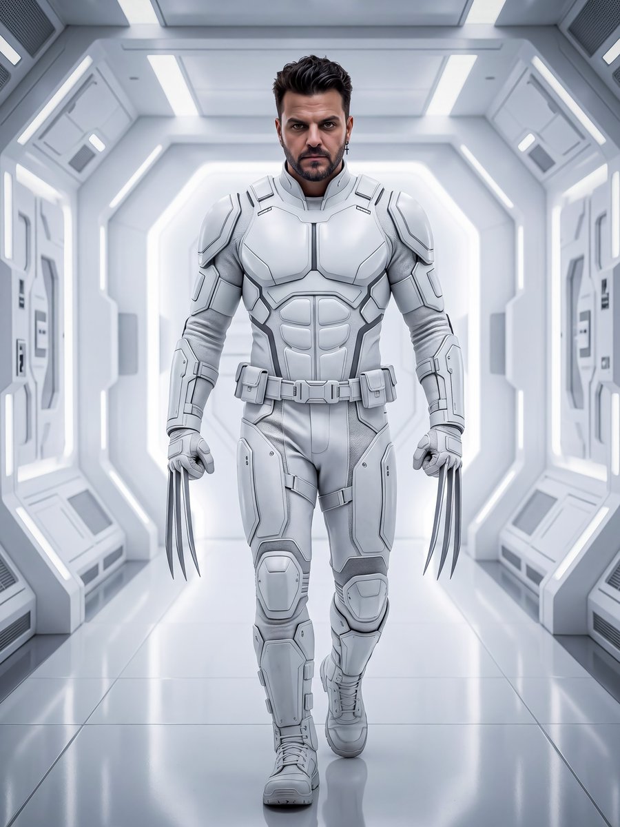 piresmayaw47's tweet photo. WHITE WOLVERINE — SILENT. SHARP. UNSTOPPABLE. Forget the shadows. This time, Wolverine goes completely white. A futuristic white combat suit, a sterile high-tech corridor, and six razor-sharp claws ready for action. No bright colors. No https://t.co/fb6JhF6c6r