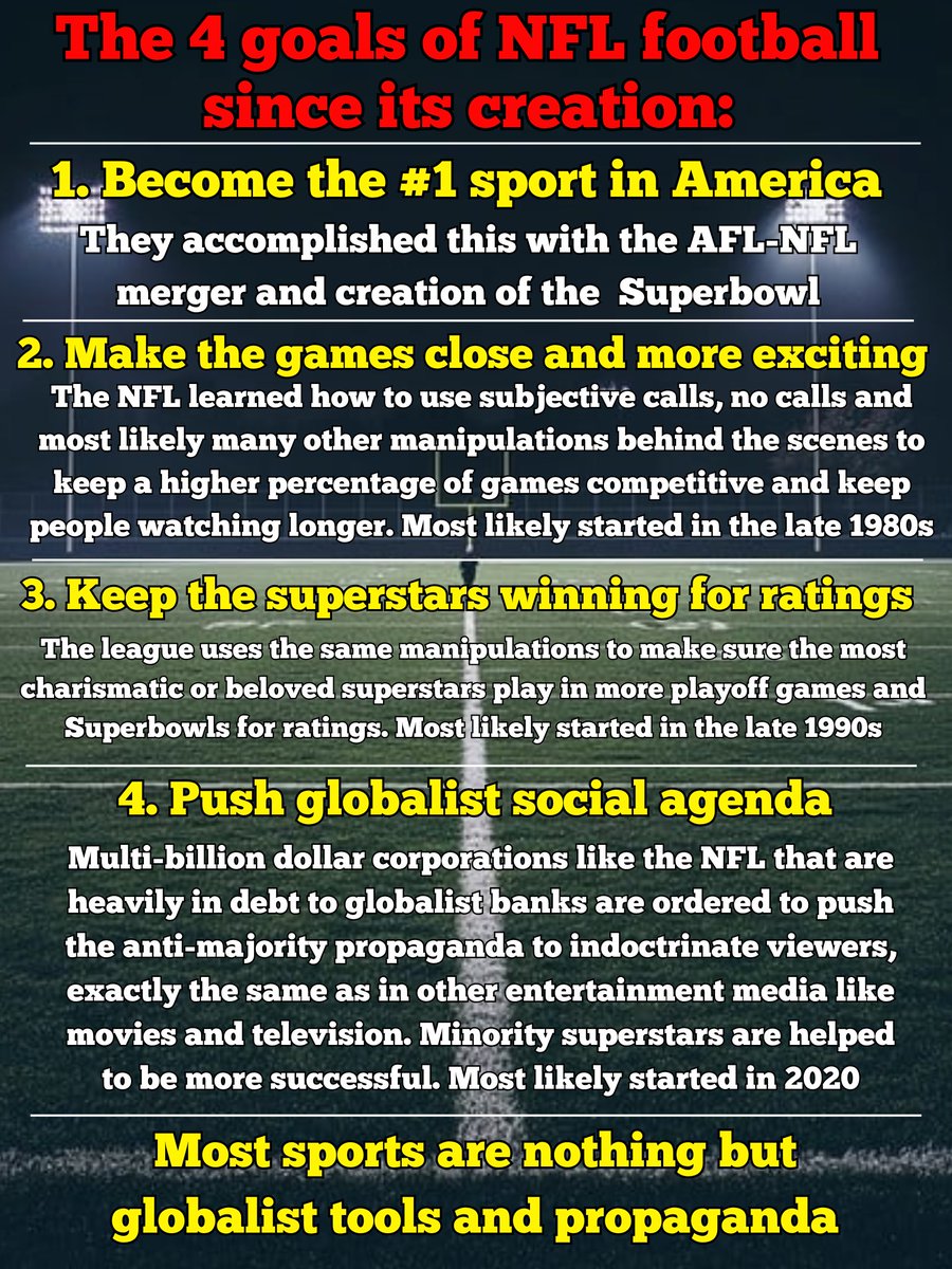 DanielSadl31208's tweet photo. @ManOfTheLibrary Predictable. That's because the NFL has a financial interest in close games.
The advertisers want to get as many people as possible watching their spots, and the NFL complies by using the officials to keep the games close. It's a win-win for the NFL and sponsors. https://t.co/tBwTg8hfJr