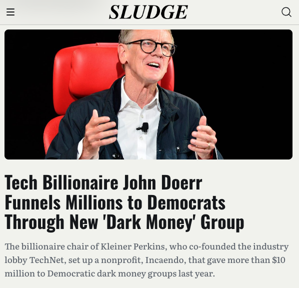 ppolitics's tweet photo. Some news in here: VC billionaire John Doerr's nonprofit gave $1 million last year to American Opportunity Action, a new Dem dark money hub formed by Gov. Kathy Hochul's campaign manager, Preston Elliott.

Doerr's lobby TechNet is pushing data centers; Hochul signed 1-year pause. https://t.co/duMVlEZEIM