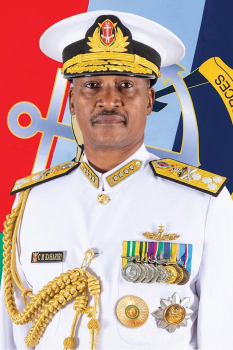 Chemosibe's tweet photo. Gen Charles Kahariri EGH CBS‘nwc'(USA) ‘psc'(K)
CHIEF OF THE DEFENCE FORCES

GEN CHARLES KAHARIRI EGH CBS ‘nwc'(USA)’psc'(K) was promoted and appointed to be the Chief of the Defence Forces, Kenya Defence Forces on the 02 May 2024. Prior to his current appointment , he served as the Vice Chief of the Defence Forces, Kenya Defence Forces from 09 March 2024. He enlisted in the Kenya Defence Forces on 03 Apr 1987 and was commissioned as an Officer (Second Lieutenant) on 15 April 1988. Following his commissioning, he underwent further training in the United Kingdom before serving in various capacities on board ships within the Kenya Navy Fleet.

Throughout his illustrious career spanning over three decades, Gen Kahariri has held a range of leadership, command and management positions. These include roles such as Commanding Officer – Kenya Navy Ships Mamba, Madaraka, and Umoja, as well as Commanding Officer at Kenya Navy Manda Base. He later served in key appointments like Squadron Commander, Commander of the Kenya Navy Fleet, and Deputy Commander of the Kenya Navy.

He thereafter transitioned to serve at the prestigious National Defence College as Senior Directing Staff (Navy), Deputy Commandant (Military) and Commandant. Notable operational assignments include serving as the Maritime Component Commander for “Operation Linda Nchi” and as the Task Force Commander for “Operation Sledge Hammer”during the capture of Kismaiyu. Additionally, he has represented Kenya as the National Focal Person for the Contact Group on Piracy off the Coast of Somalia and the Djibouti Code of Conduct. He also served on the National Task Forces for the Delimitation of Kenya’s Exclusive Economic Zones and Delimitation of Kenya’s Extended Continental Shelf.

Gen Kahariri has completed numerous local and international courses to build his capacity and enhance his skills in the dispensation of Service duties. Amongst these courses are the International Midshipman Course (UK), Long Navigation Course (India), Management and Strategic Planning Course, Naval Command Course (USA), Joint Campaign Planning, Flag Level Combined Maritime Component Command Course (Italy), Senior Strategic Leadership Course (UK) and Executive Development Course (University of N/Carolina, USA). He also holds a Diploma in Strategic and Security Studies from the United States Naval War Collage.

Gen Kahariri is a laureate of various honours and awards with Chief of the Order of the Burning Spear (CBS) being his most recent accolade.

He is married and blessed with three children and a grandson.
@kdfinfo