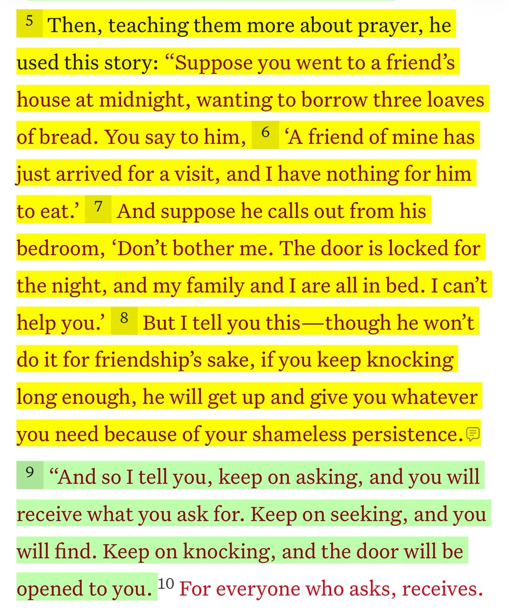 GaryCoby's tweet photo. God is full of grace.
He wants to give. 

It is on us to keep knocking.
To keep seeking Him in prayer.

Luke 11:5-9 https://t.co/3oeho7P5LU