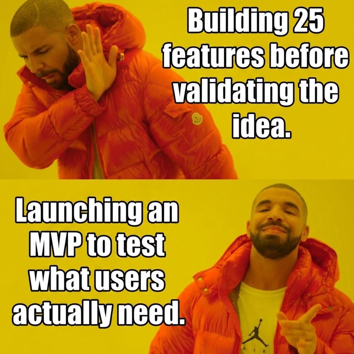 LitsLink's tweet photo. Don’t waste months building features no one asked for.
Launch a simple MVP, test it with real users, and pivot based on actual data.
#Startups #MVP #SoftwareDevelopment #TechStartups #LITSLINK #meme https://t.co/VoPAYNKRw9