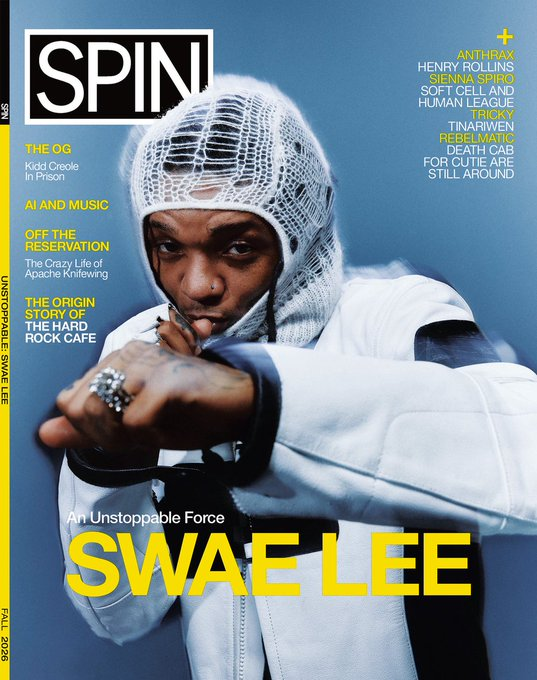 punk4090's tweet photo. Full circle moment writing my first print @SPIN cover story on @SwaeLee🤘

This one means a lot to me. I grew up reading SPIN, became editor-in-chief in 2018, and exited with its sale in 2020

We put artists like Billie Eilish, Charli XCX, Ty Dolla $ign and Avicii on the cover, but SPIN was fully digital then

As proud as I am of those covers, I always wished you could walk into a store and pick one up

Well, now you can

Swae Lee is a force of nature. He went from sleeping in an abandoned house in Tupelo to making “Sunflower,” the first double diamond single in history

We talked about coming up with his brother, becoming a father, and why his solo debut took a decade. He’s sitting on 50,000 unreleased songs, and he’s just getting started

Getting to work with SPIN founder Bob Guccione, Jr. on this one made it even more special

Thank you to everyone who made it happen, and to Swae for sharing his story with me