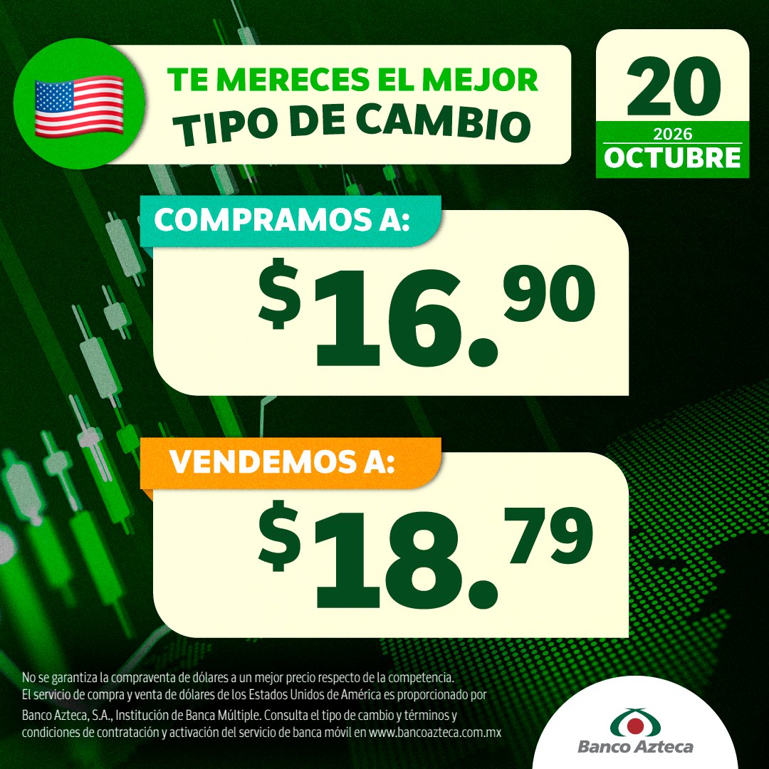 BancoAzteca's tweet photo. 💸El #TipoDeCambio que necesitas está en Banco Azteca y sabemos que mereces nuestro mejor precio en la App 🤩📊
Si aún no la tienes, descárgala aquí: https://t.co/i51VdMWGeT 
#Dólar #Divisas #TipoDeCambio https://t.co/SwQe8Wv6Gn