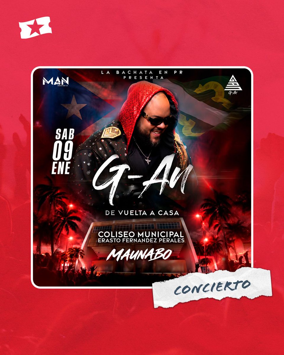 ticketera's tweet photo. 🎶 ¡G-AN vuelve a casa!

Este 9 de enero, vive una noche inolvidable llena de bachata y emociones con artistas invitados “De Vuelta a Casa”. 🔥 No te lo pierdas en el Coliseo Erasto Fernández Perales y consigue tus boletos en #Ticketera. 🎟️ https://t.co/Ca78iSyNaS