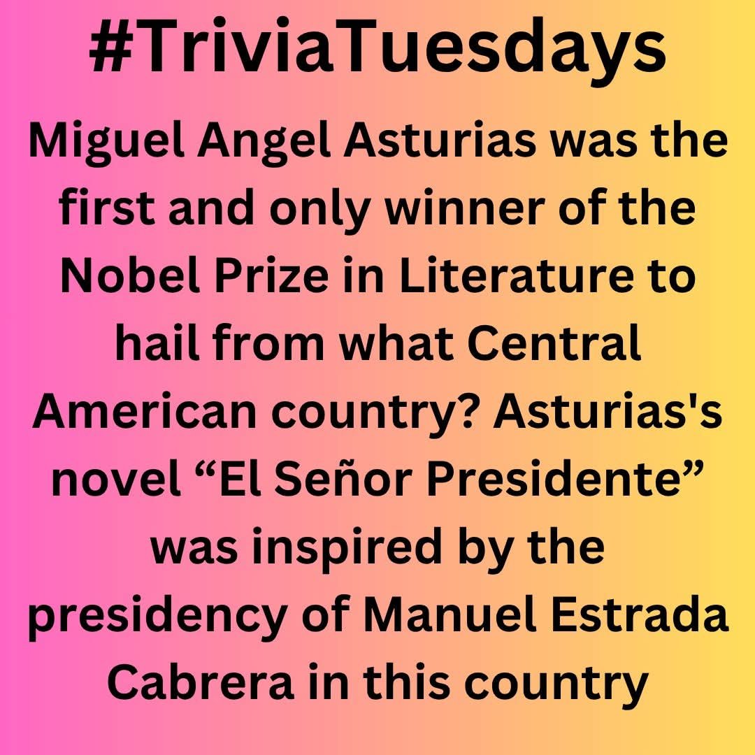 ScifiWhiteley's tweet photo. #TriviaTuesday #writer #author #writerlife #authorlife #authorslife #writerslife #trivia #TriviaTime #trivianight #triviachallenge #TriviaFun #TriviaAddict #books #book #literaturetrivia #booktrivia #booklover #bookworm #booklovers #bookworms Answer: Guatemala https://t.co/aTdEsFpew4