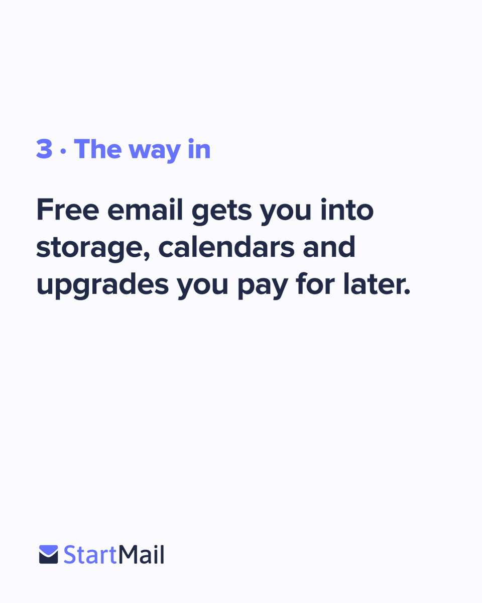 MyStartMail's tweet photo. Free email isn't free. If you're not paying, it's covered by advertising, by data, or by getting you into products you'll pay for later. https://t.co/Zwzy4xnxLU