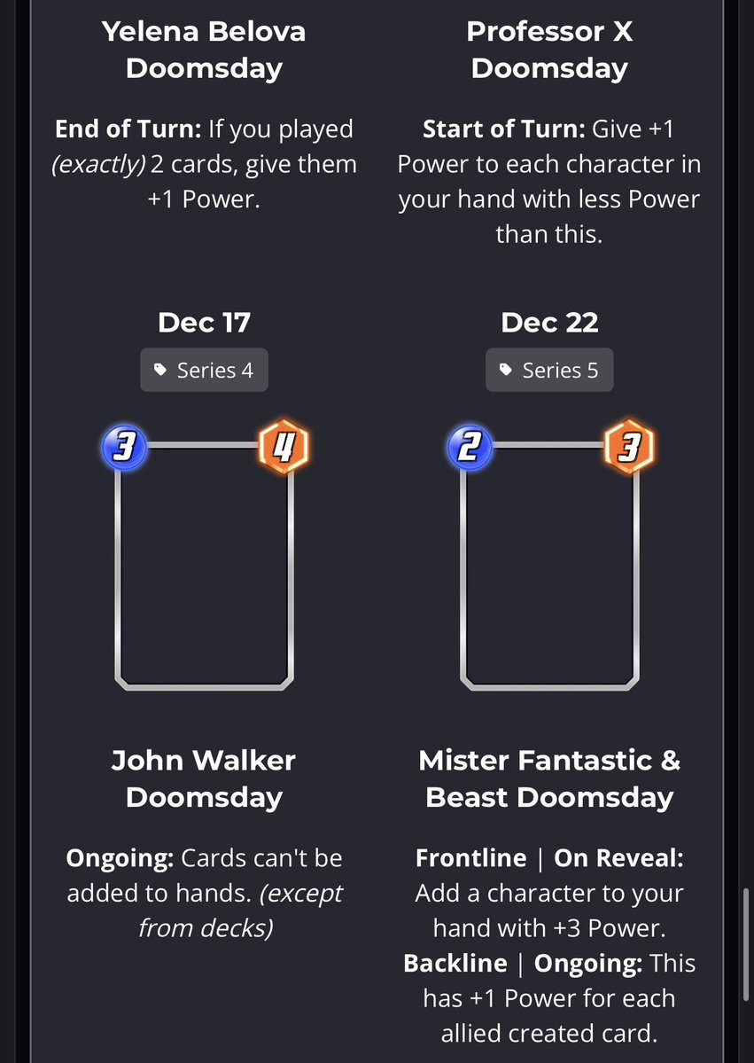 SnapDecisions53's tweet photo. Avengers Doomsday datamines are UP!!!

Some crazy abilities here!!  

December is going to be awesome between the film and the new cards!! https://t.co/cE691y5GIH