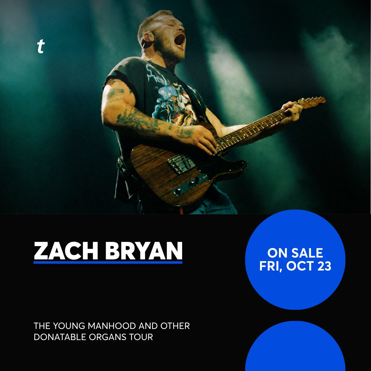 Ticketmaster's tweet photo. 🎶 Zach Bryan on sale FRI, OCT 23.

🎟️: https://t.co/ZI1Ma2bKFp https://t.co/6yknywXNem