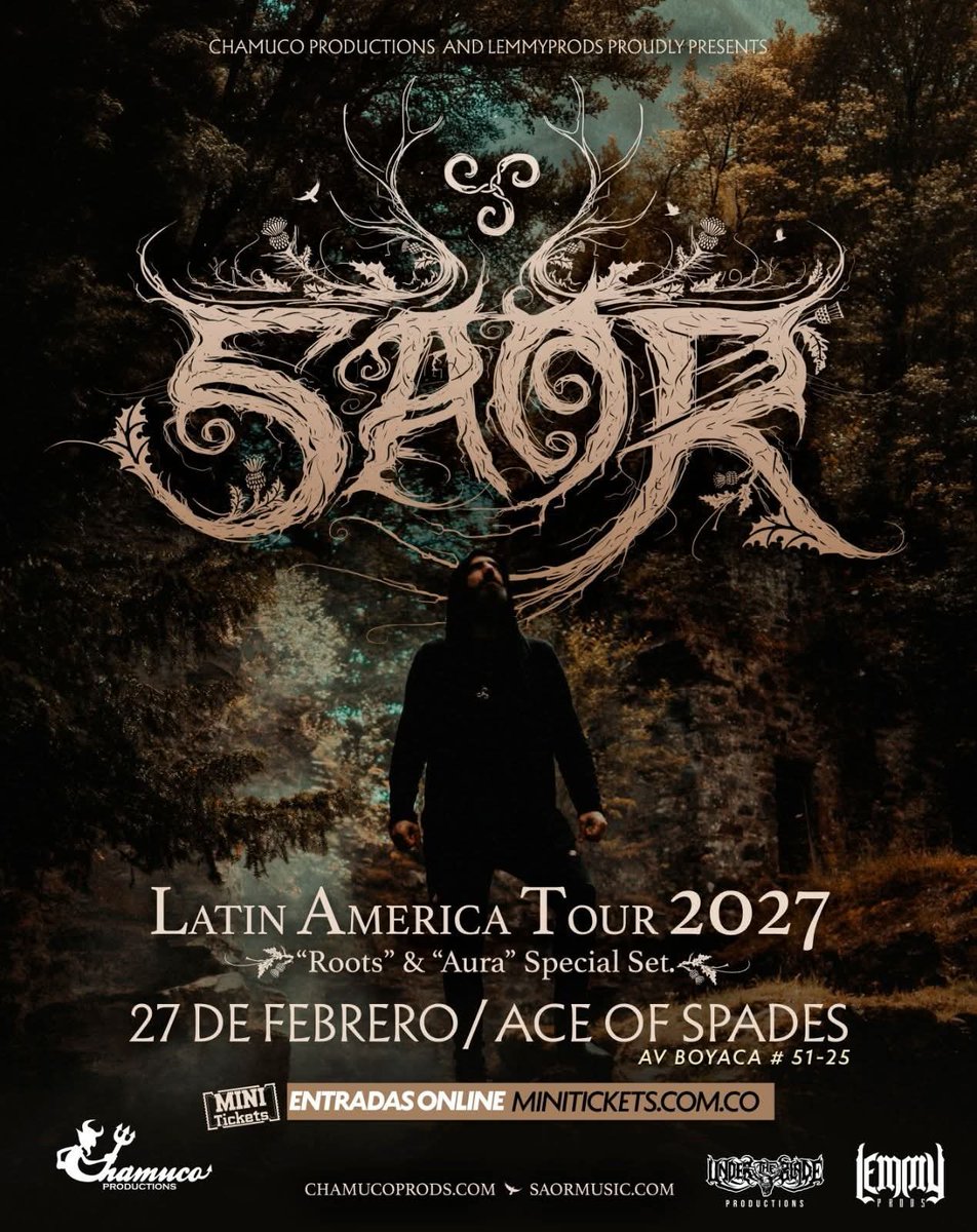 ColoniaRec's tweet photo. Los escoceses Saor visitarán nuestro país en medio de su gira por Latinoamérica en el 2027 con un set especial con sus dos primeros trabajos "Roots" y "Aura"

🗓️27 de febrero de 2027
📍 Ace of Spades Club, Bogotá
🎫 https://t.co/I2V3B096Za 
Chamuco Prods - @Lemmyprod23 https://t.co/O71cigIv0r