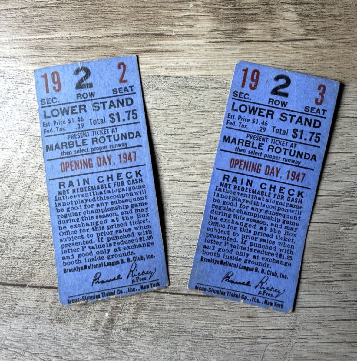 Heritage_Sport's tweet photo. Imagine going through your father’s belongings and discovering he and your grandfather attended Jackie Robinson’s MLB debut

That’s what happened to our consignor who discovered these two Jackie debut tickets in their father’s paperwork

They’re currently at @PSAcard https://t.co/UE7zQ2rClO