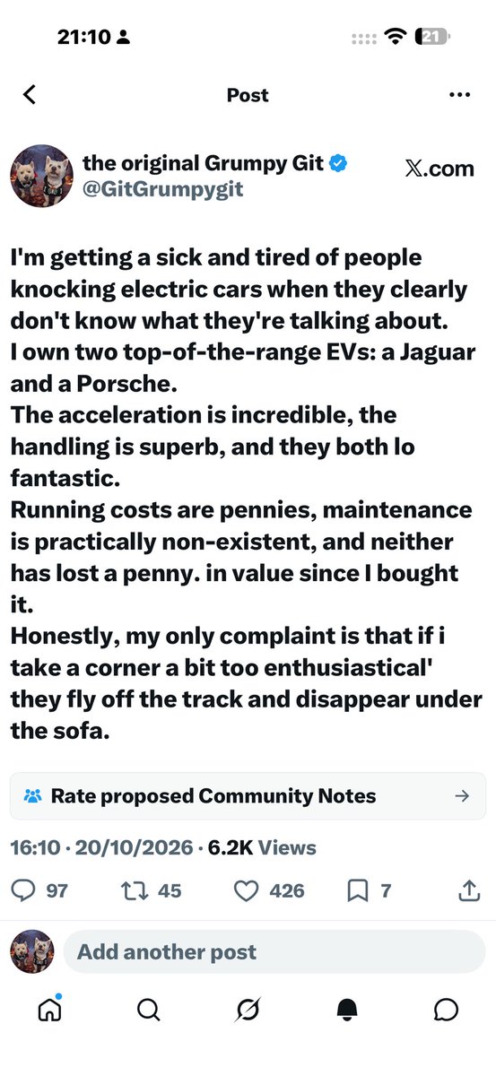GitGrumpygit's tweet photo. I can’t believe some fkn idiot has community noted this post … I’m actually choking with laughter https://t.co/LpenRpWKvN
