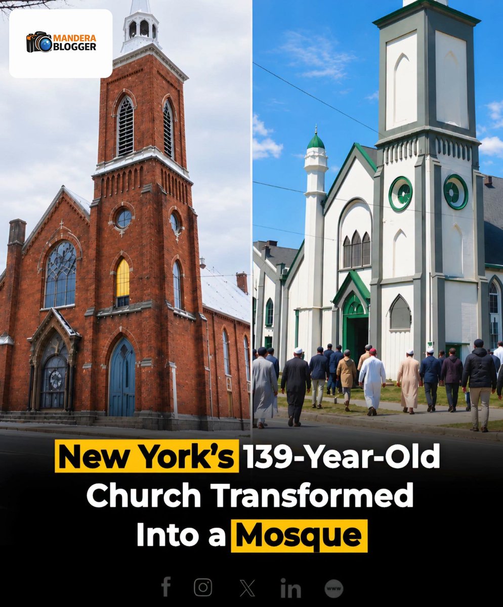 ManderaBlogger's tweet photo. A historic former church in Utica, New York, has found a new purpose as a mosque after decades of Christian worship. Originally built in the 19th century, the Central United Methodist Church eventually closed following a decline in its congregation. By 2006, the building had become city property after being left vacant. In 2008, the Bosnian Islamic Association of Utica purchased the former church, giving the deteriorating historic structure a new future as a place of Muslim worship. The building is located at 306 Court Street, near Utica City Hall.

The transformation was driven by Utica’s growing Bosnian Muslim community, many of whom had arrived in the United States as refugees fleeing the conflict in Bosnia during the 1990s. Rather than demolishing the abandoned structure, the community worked to restore it through donations, local support and volunteer efforts. Renovations included repairing the building and adapting its exterior and tower to reflect its new role as a mosque. The project preserved a historic property while creating a much-needed religious and community space for Muslim families.

The mosque, known as the Bosnian Islamic Association of Utica, has since become an important gathering place for worshippers from different backgrounds. It also reflects Utica’s broader history as a welcoming home for refugees and immigrants from around the world. The building’s transformation demonstrates how historic places can be preserved and given a new purpose while continuing to serve the spiritual needs of a changing community. Rather than allowing the structure to fall into ruin, local residents helped give it a new chapter in the city’s religious and cultural history.

Disclaimer: This post is shared for educational, awareness and informational purposes, based on published historical accounts and media reports. It is intended to highlight historic preservation and community development, with respect for all religions, beliefs and places of worship.