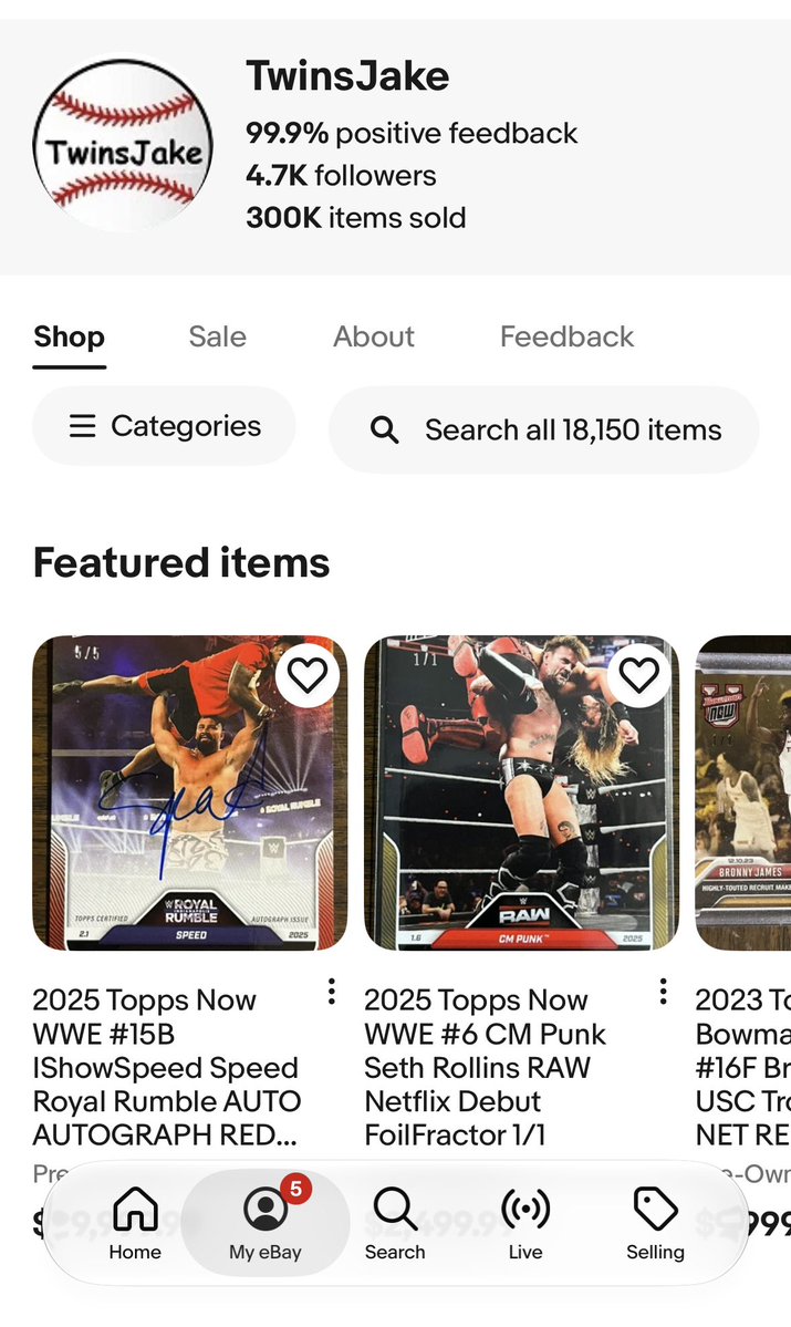 TwinsJake's tweet photo. I hit 300K items sold on eBay today. https://t.co/B798Pr2GgH