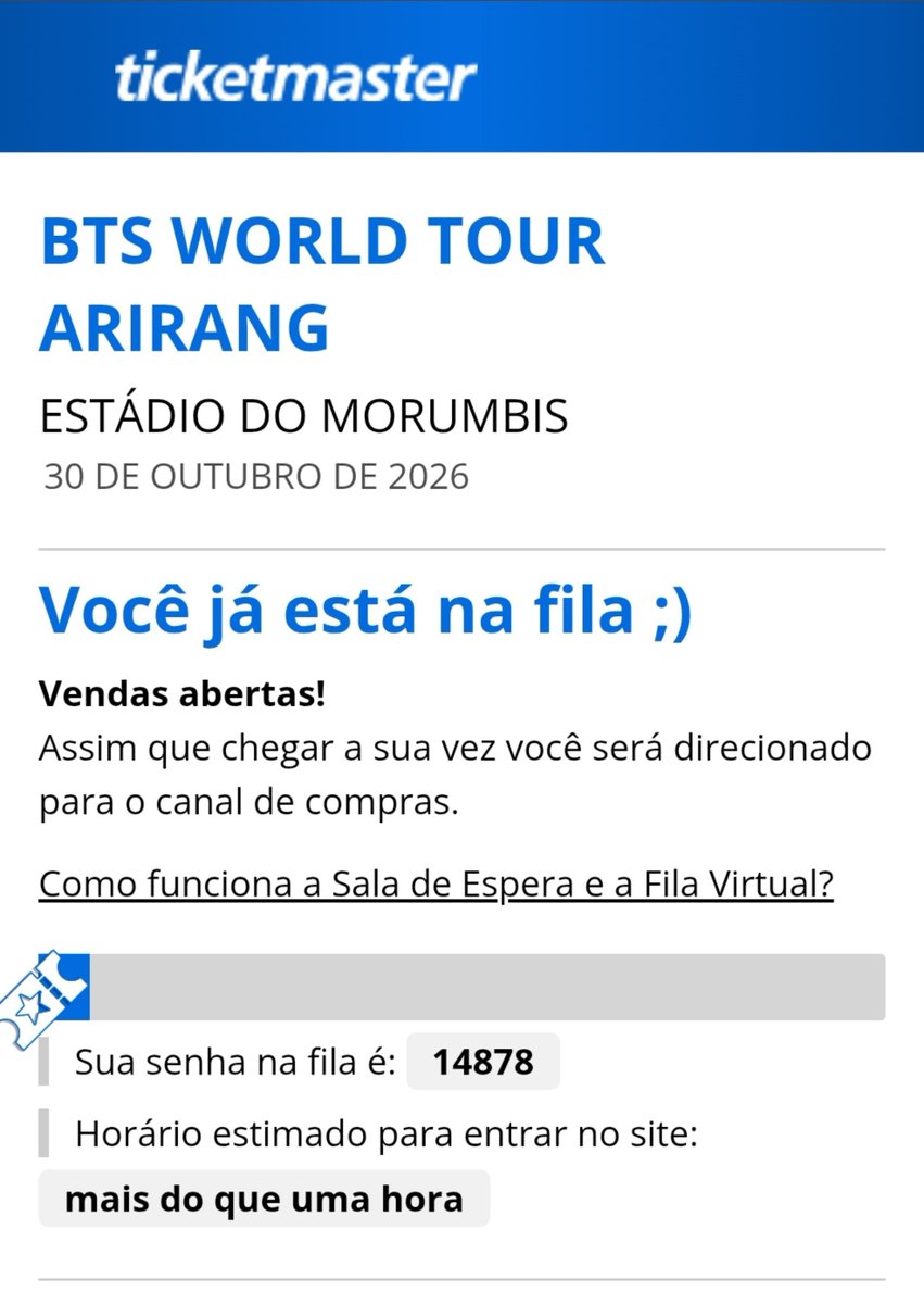 aanaferro's tweet photo. Fila dnv na ticketmaster galera https://t.co/Q07DClUm5q