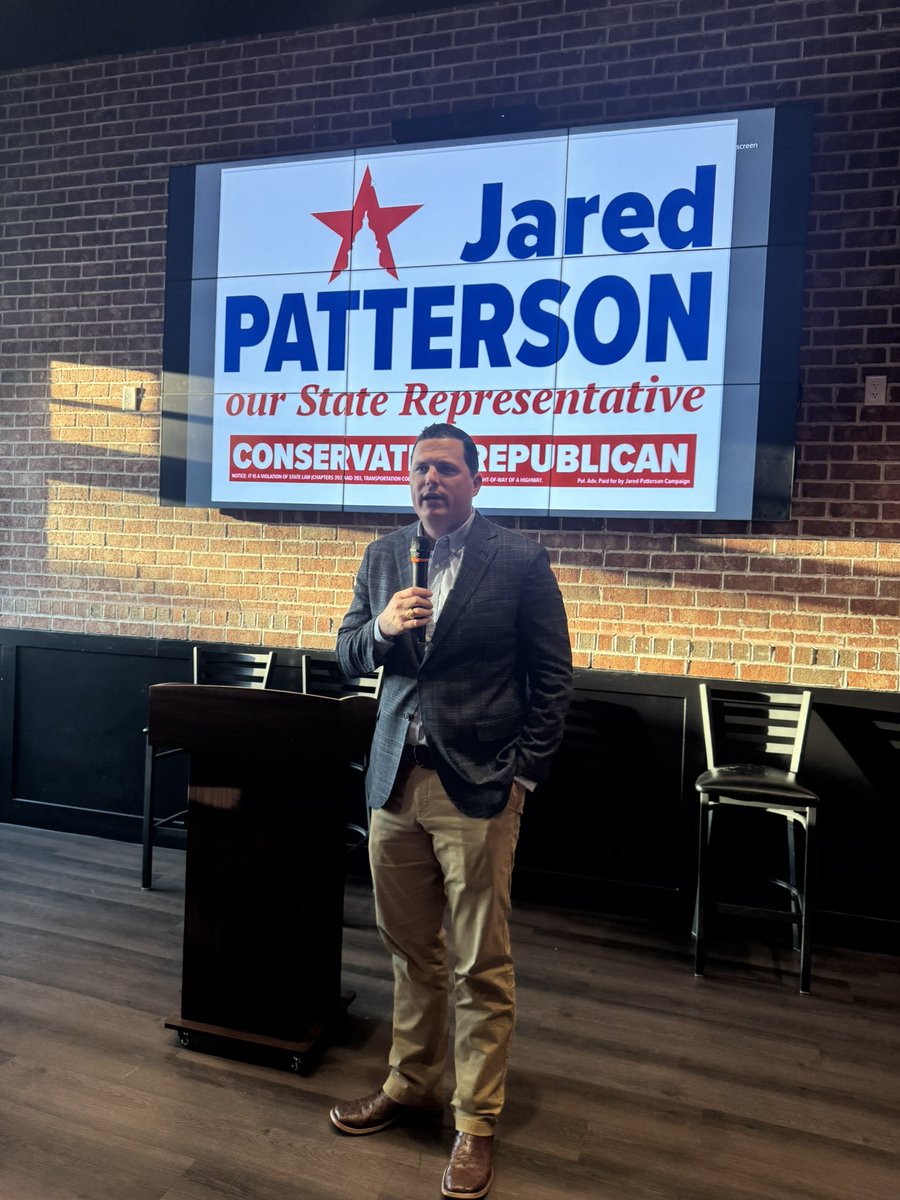 DrewSpringer's tweet photo. Great Frisco event last night for @JaredLPatterson. Great message on what’s been accomplished, what he &amp; Republicans will address next year. And what’s at stake if conservatives stay home and don’t vote. #GoVote! https://t.co/VPSsNMF6C5