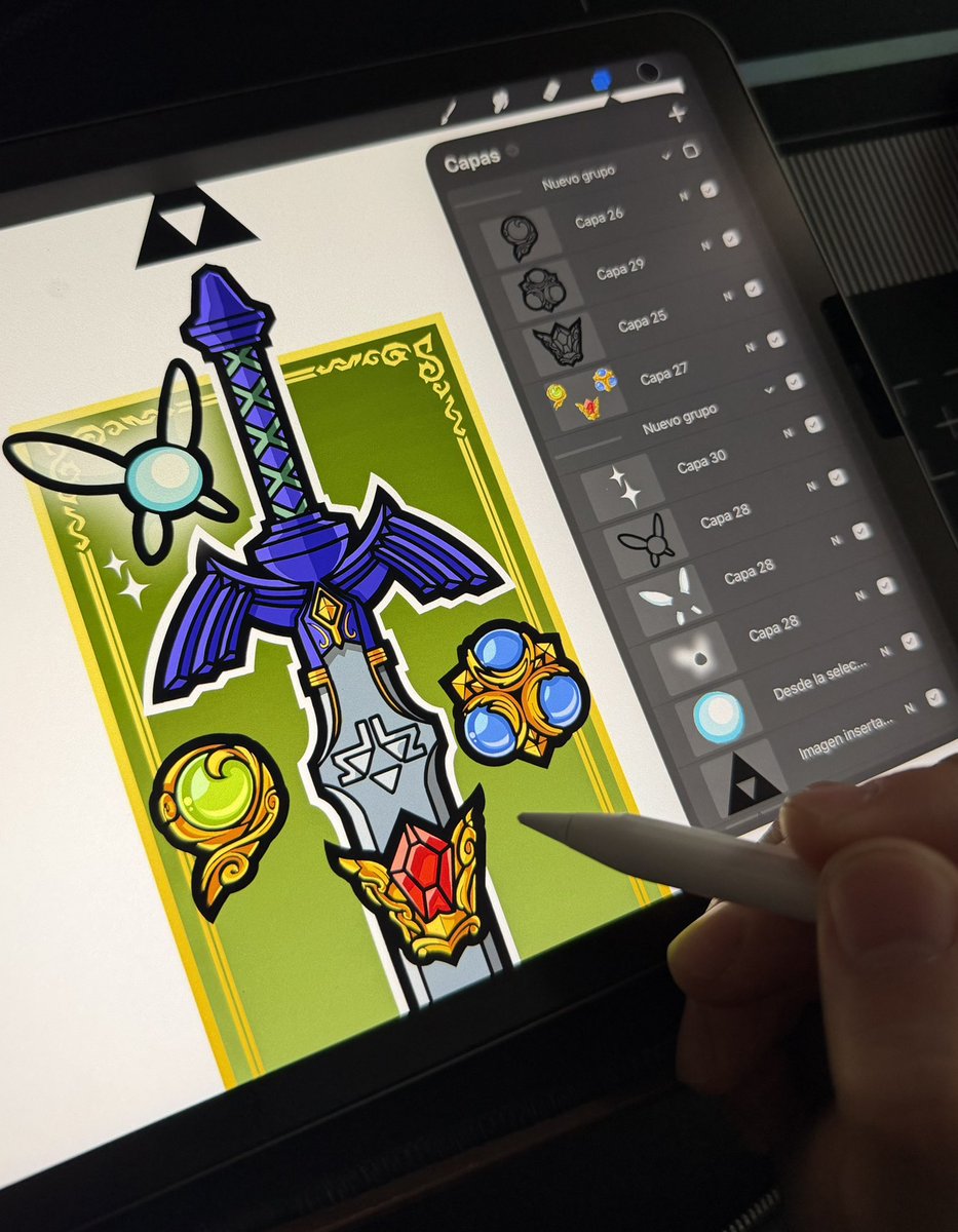 theNoctane's tweet photo. I’m drawing a Master Sword artwork to celebrate ocarina of time remake. Any suggestions for items to decorate it? #fanart https://t.co/3dKUDBCDXL