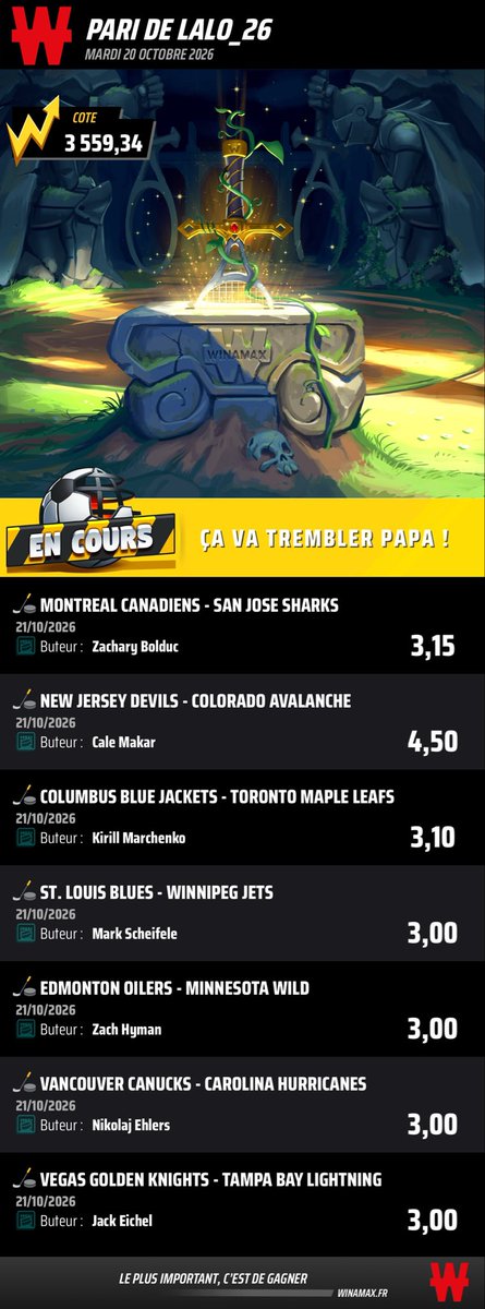 APMBetting's tweet photo. NHL TIME🏒🇺🇸

Obligé de vous partager le combi ou je miss clic et wina ne me permet pas d’annuler 🤦🏻‍♂️🤦🏻‍♂️

🎯150
https://t.co/jXGu9z5KjY

🎯3359
https://t.co/wbO9U7CByC

🎯65
https://t.co/RxGQGCvCu6

❤️si tu suis
Bisous 🫡

#TeamParieur #NHL https://t.co/82gEf35wok