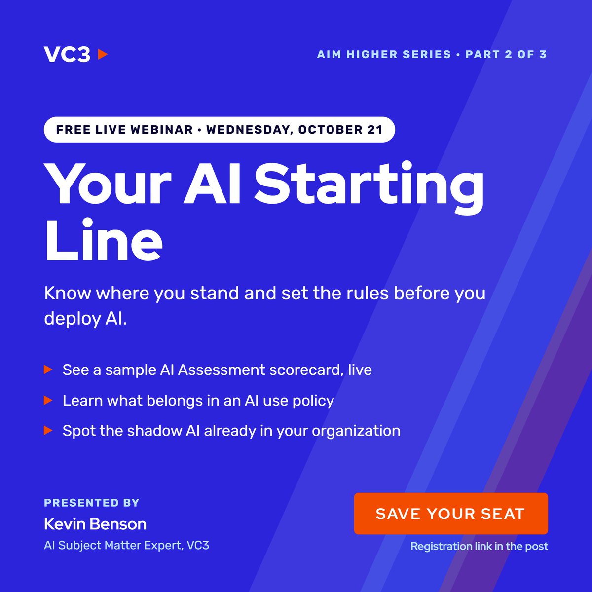 VC3Inc's tweet photo. Your team is probably already using AI. Do you know which tools, and what data is going into them?

Join us tomorrow for "Your AI Starting Line" to find out where you stand and what policies to set before you roll AI out.

Register: https://t.co/p1XcsDgKYv https://t.co/IYJi1vaexX