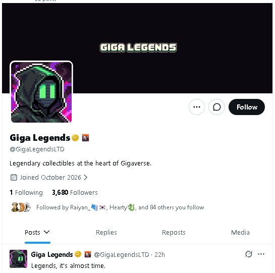 0x_Flexx's tweet photo. early alphaaaa 👀

if you remember @GLHFers or have been watching @gigaverse, you might wanna keep an eye on @GigaLegendsLTD.

the team has some interesting history behind them. @0xDith and @0xgarnish helped build Gigaverse, which secured $2M in funding led by @1confirmation.

now i'm curious what they'll cook with Giga Legends.

and ngl, the pixel art already looks 🔥

mark this down and turn on notifications. don't say nobody told you later 🔔