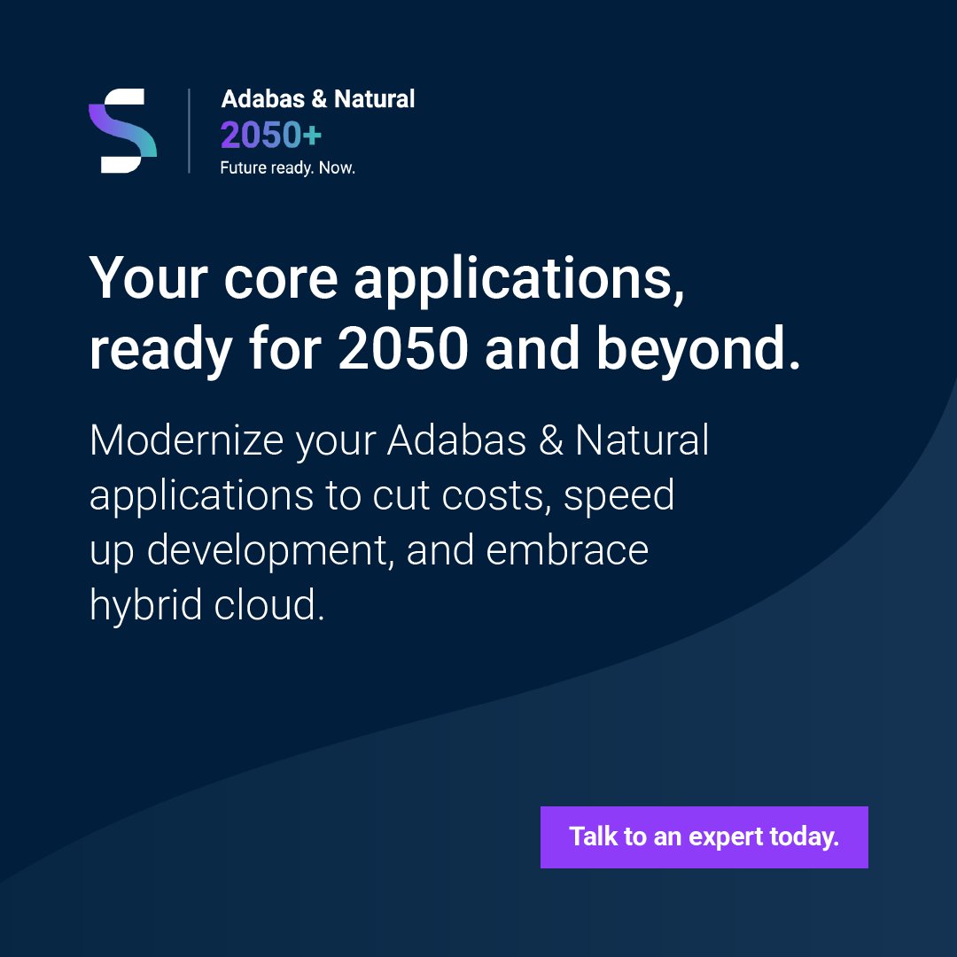 SoftwareAG's tweet photo. Adabas &amp; Natural isn't mainframe-only.

The same apps run on IBM Z, Linux, and the cloud, and you can expose Natural logic as REST/OpenAPI endpoints for web, mobile, and AI apps. No rewrite required. 

Learn more: https://t.co/p3CbbXA0gw https://t.co/RRabdxxO22