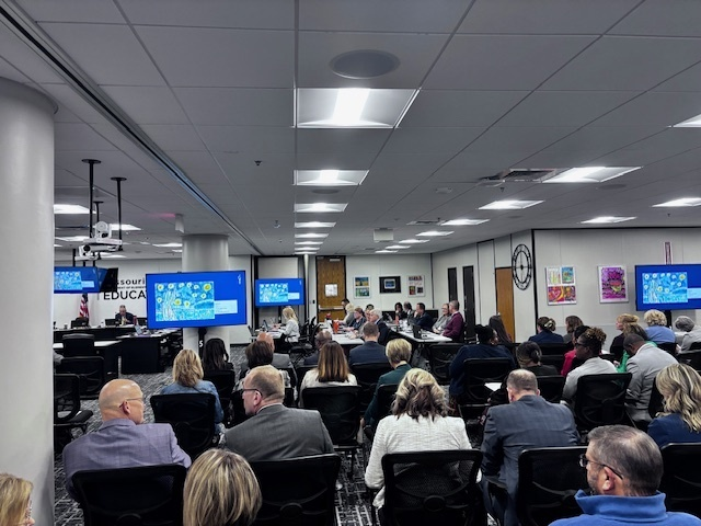 MASALeaders's tweet photo. Over 140+ MASA members gathered in Jeff City today for the State Board of Education mtg., demonstrating their commitment to Missouri's students, schools, and communities. Thank you to @MOSchoolBoards for allowing us to host our luncheon at the Center for Education Safety. https://t.co/em2nIgASs9