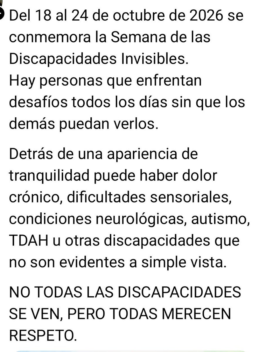 LauFerGold's tweet photo. Semana de las discapacidades invisibles
#respeto #inclusión #diversidad
#discapacidad https://t.co/1VCKCB4qHj