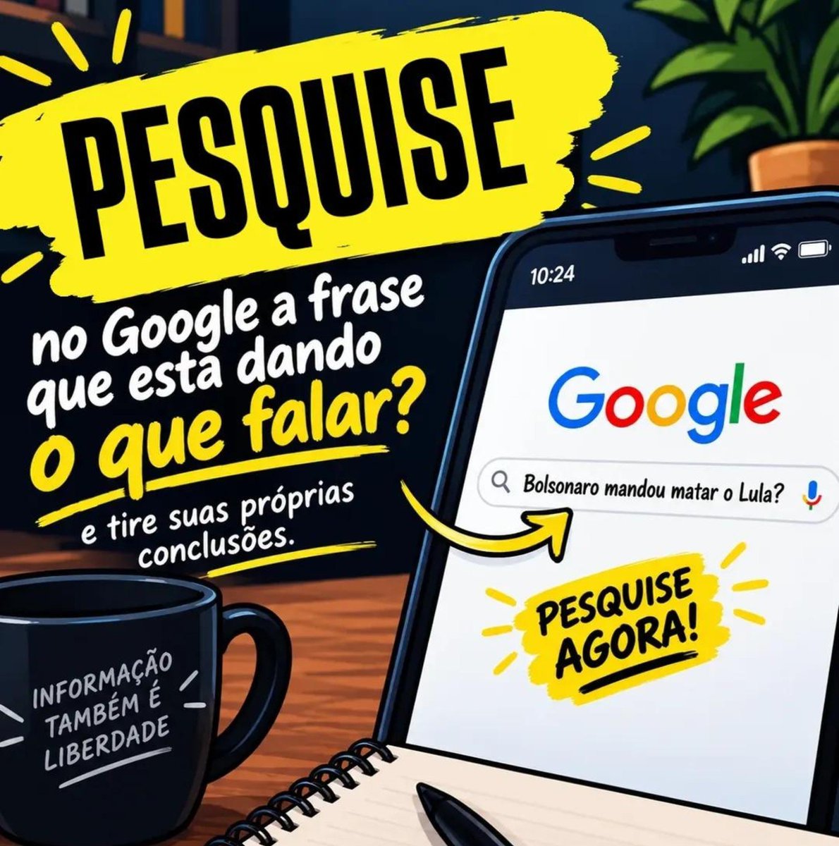 Amandacfnutri's tweet photo. PESQUISE NO GOOGLE:
BOLSONARO MANDOU MATAR LULA? https://t.co/35x4mzKPNG