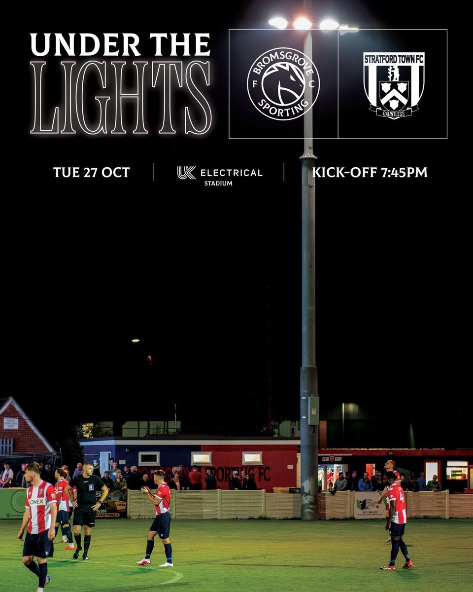 SportingFC's tweet photo. 🔦 Our UTL games this season have been dramatic to say the least...

So, a week today, there's only one place to be.

#UnderTheLights #Rouslers #BackBromsgrove 🔐🗓 https://t.co/aLJg6P7SIP