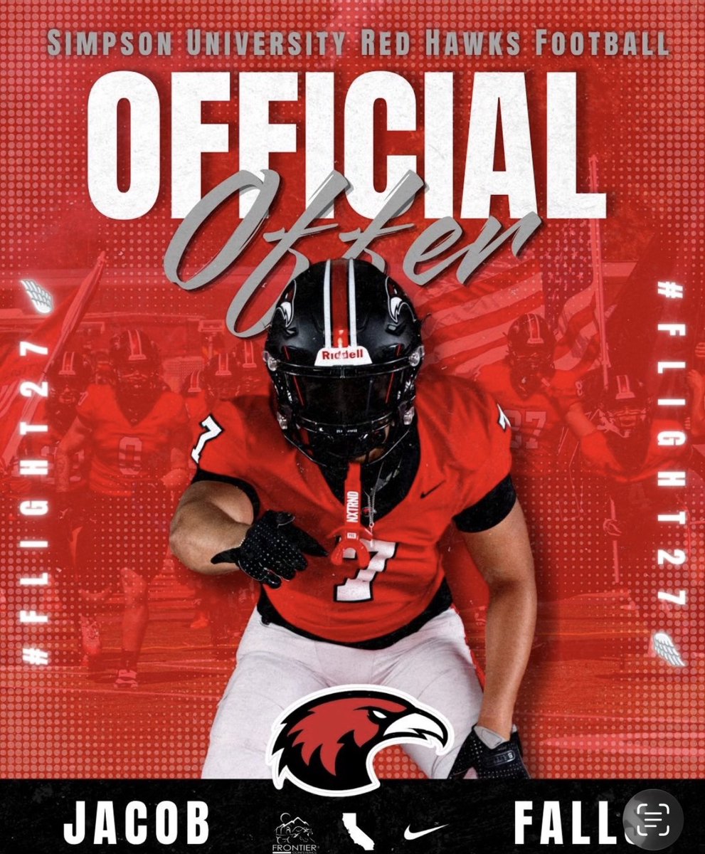 JacobF63506's tweet photo. After a great conversation with @BrunkDenis i’m excited to receive an official offer from @SimpsonU_FB 
@CoachNorris_ @CoachSather @BFHS_ChargersFB @BFHSathletics @apeathletes @AmarSow0 @alpha_lbu https://t.co/lnIuVaYdgY