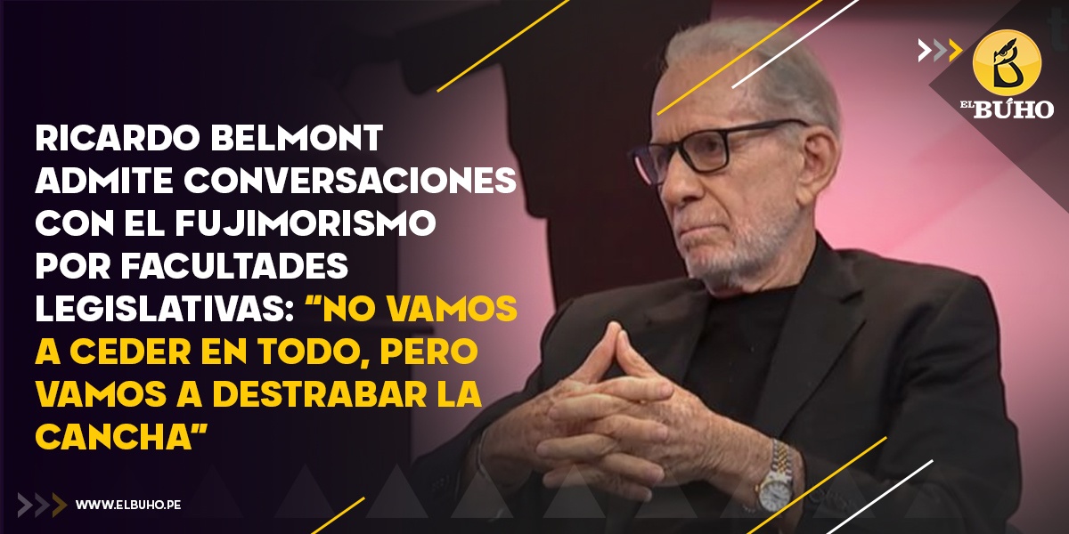 elbuho_pe's tweet photo. Ricardo Belmont confirmó conversaciones con Luis Galarreta y José Chlimper por las facultades legislativas. “No vamos a ceder en todo”, afirmó. Obras dará “el beneficio de la duda” al Ejecutivo, pero votará las leyes “una por una” y no dará “cheques en blanco”. https://t.co/Q30XBnys9q