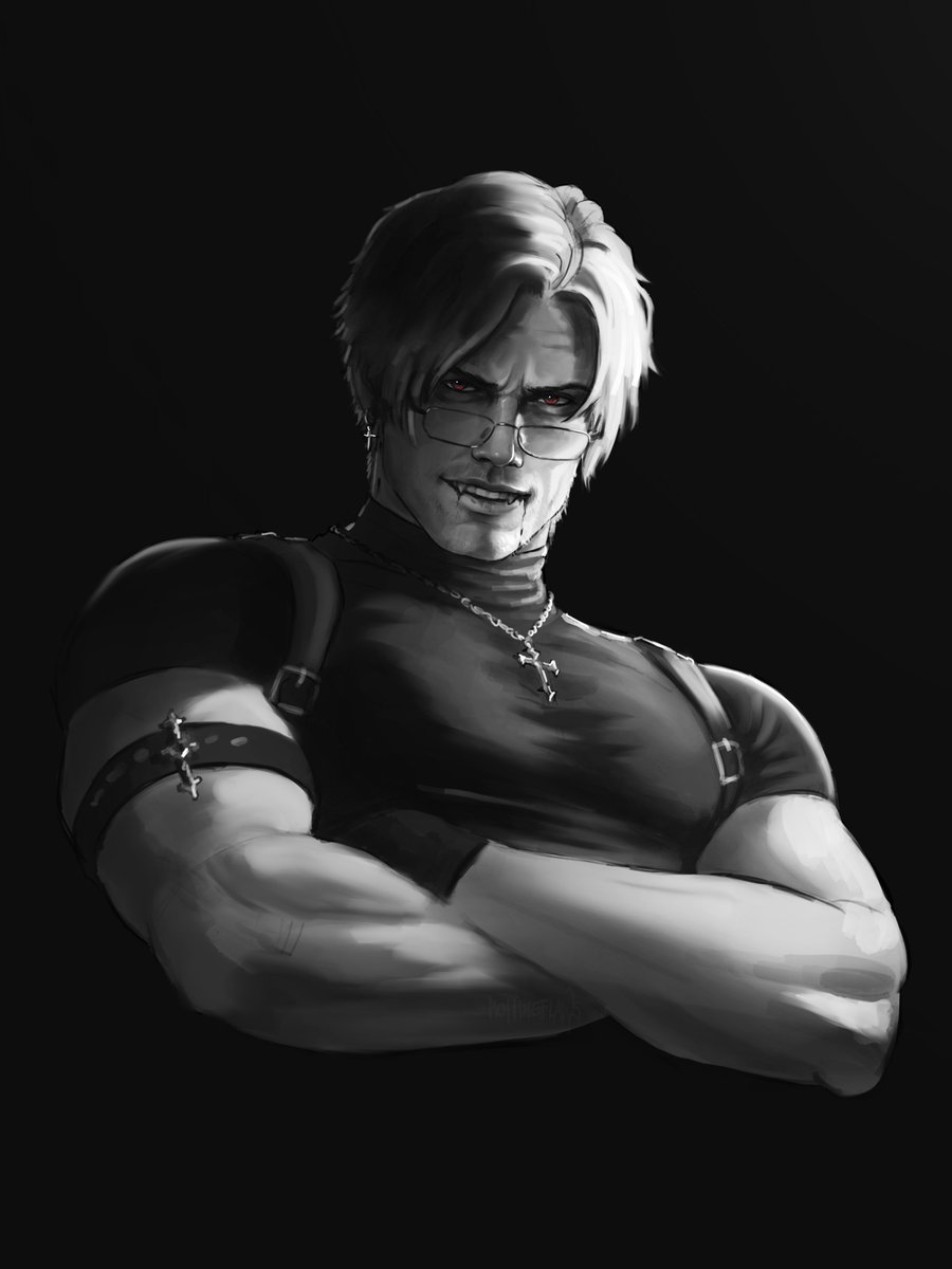 rottingflaws's tweet photo. Finished commission - vampire leon #leonkennedy https://t.co/7rfFk1UXru