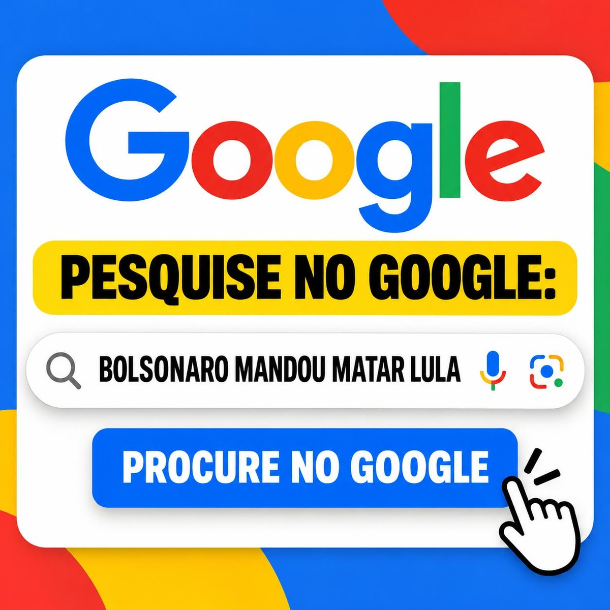 janainacosta07's tweet photo. Você já pensou no Google "Bolsonaro mandou matar o Lula?!". Vai lá, veja você o resultado.
#PesquiseBolsonaroMandouMatarLula https://t.co/9C80wTp0bO