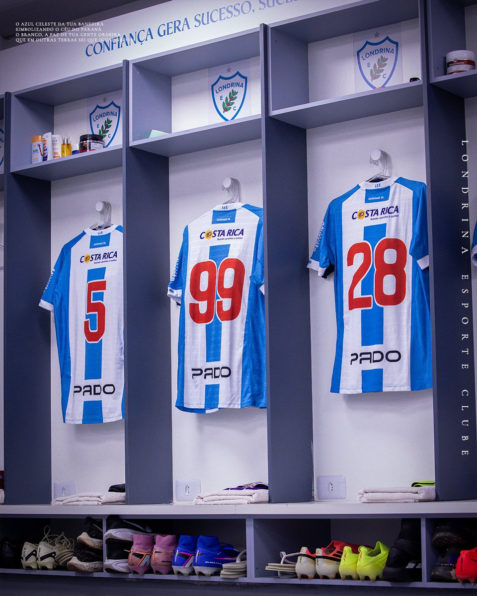 LondrinaEC's tweet photo. 🦈🩵 O vestiário do Tubarão já está organizado para o jogo desta noite!
📸 Rafael Martins/ Londrina EC.
#VamosPraCimaTubarão #LondrinaEC #LEC #LECxCUI #BrasileiraoB https://t.co/F8Ymt62T2c