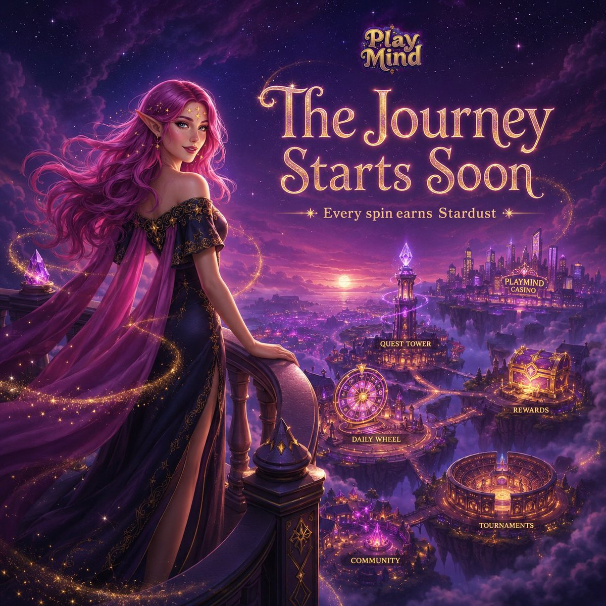 PlaymindBet's tweet photo. Mindra has been watching the Playmind realm come to life. 🌌

#Playmind #CryptoCasino #Casino #slots #OnlineCasino #USDT

Soon, players will discover games, rewards, quests, tournaments, and magical moments built around one simple idea:

Every spin earns Stardust. ✨

The journey starts soon.