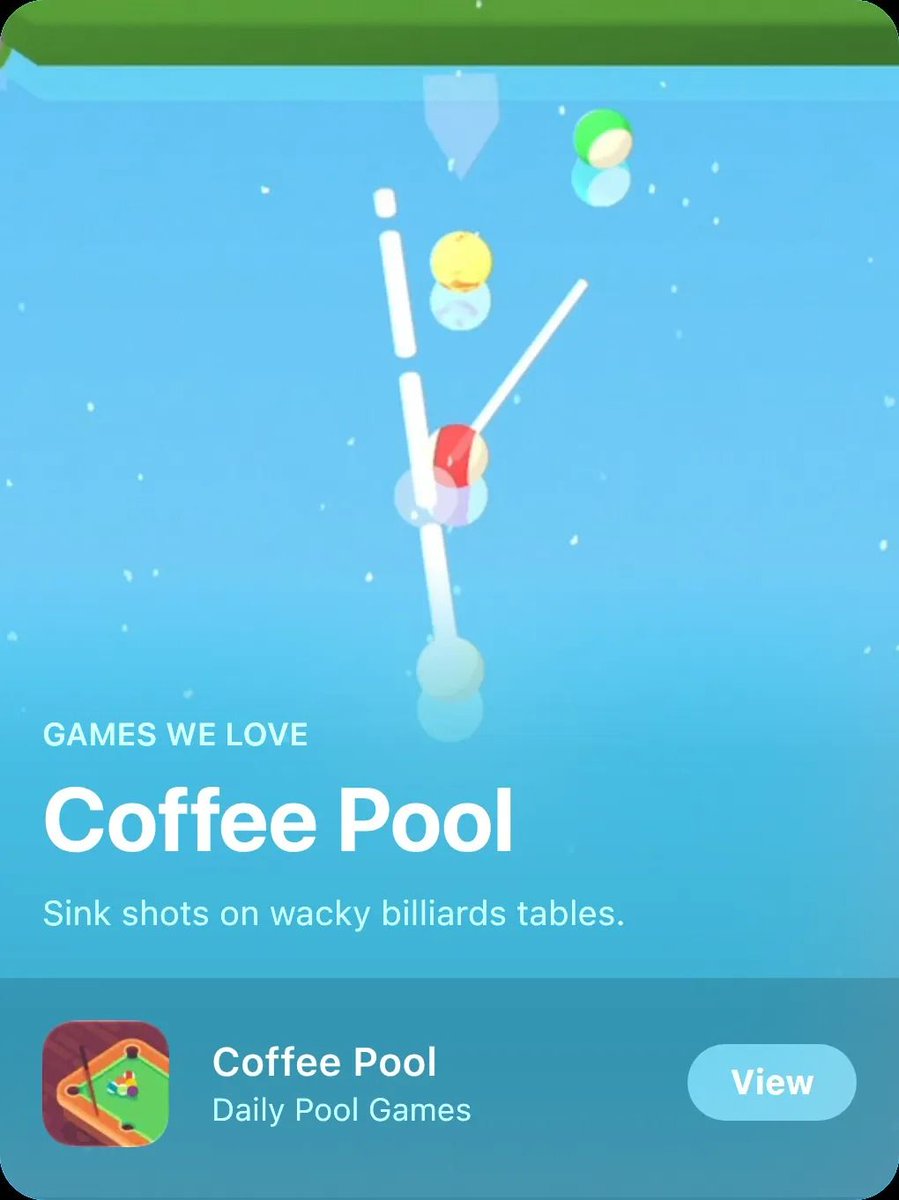fellow_dev_io's tweet photo. Spotlight on Coffee Pool: featured in “Coffee Pool” on the Canadian App Store 🇨🇦

Congrats, @shallotgames! 🌟

https://t.co/jrW5lMIFmM https://t.co/B2aDZXf6Ap