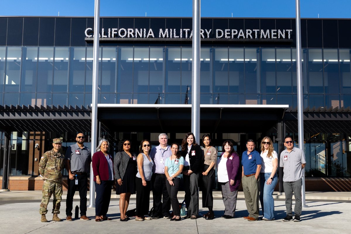TheCalGuard's tweet photo. The Governor’s Innovation Fellows recently visited the California Military Department Headquarters. They are members of a program managed by the Office of Data and Innovation. They met with leaders and staff and learned how the department serves Californians through emergency response, operations, and innovation.
 
The visit gave Fellows a firsthand look at how CMD carries out its mission and approaches challenges bringing new perspective to the work they are leading across state government.
 
The third cohort includes 15 Fellows from 7 agencies and 11 departments. Under ODI's leadership, the Fellows are tackling priority projects focused on improving government efficiency, service delivery, and the experience of Californians. @CAgovernor @CaliforniaODI